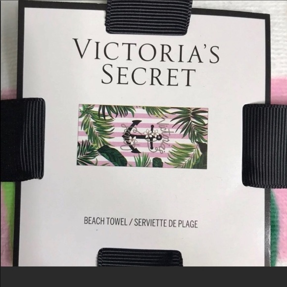 VS Nautical Tropical Island Leaf Anchor Palm Tree Pink Stripe Terry Towel - Picture 6 of 7